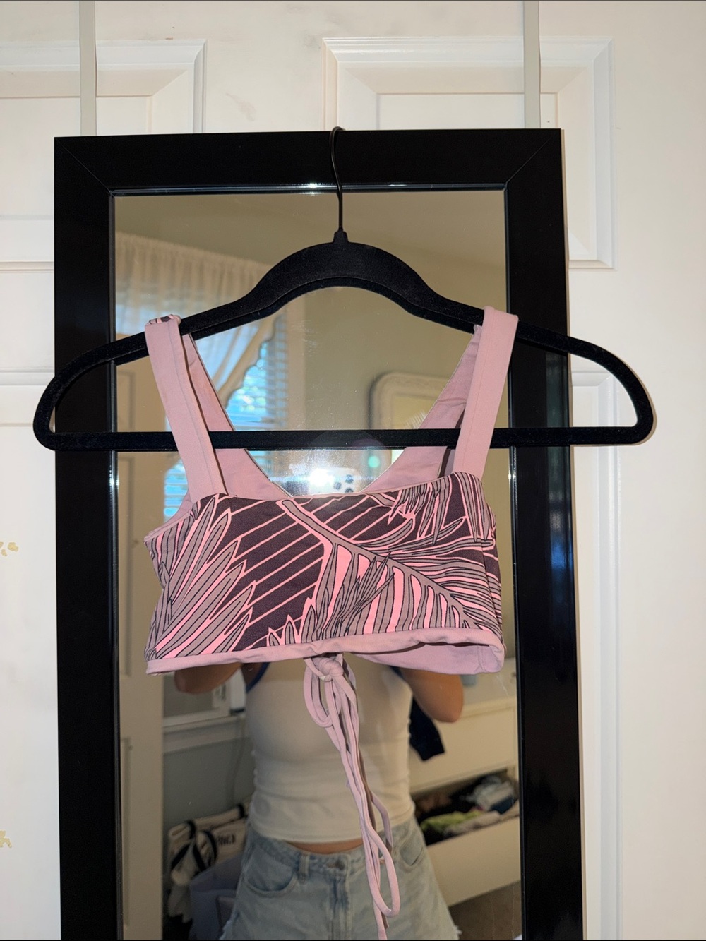 Maaji Pink and Black Tropical Print Bikini Top